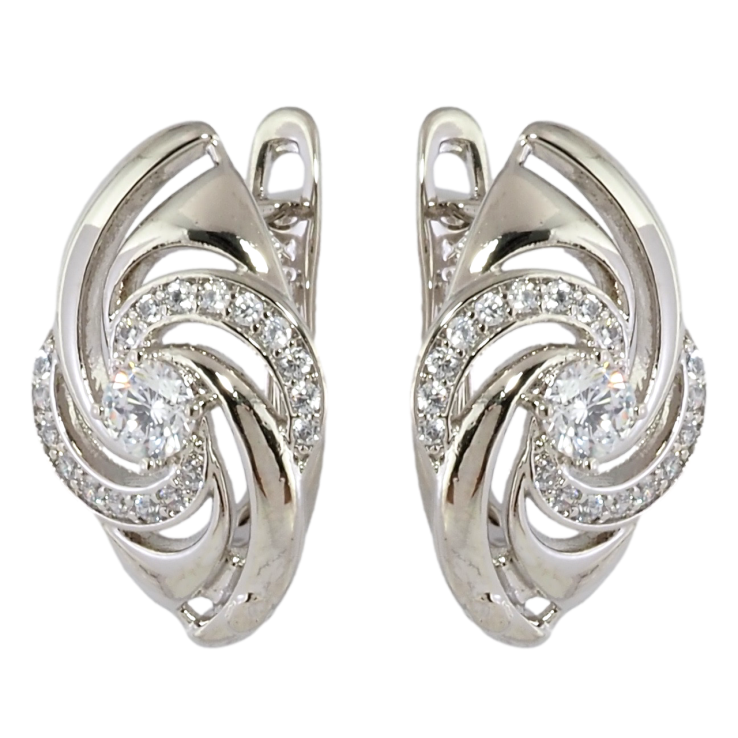 Серьги Xuping Родий английский замок Узор с цирконием фото №3 Серьги Xuping Родий английский замок Узор с цирконием фото №3