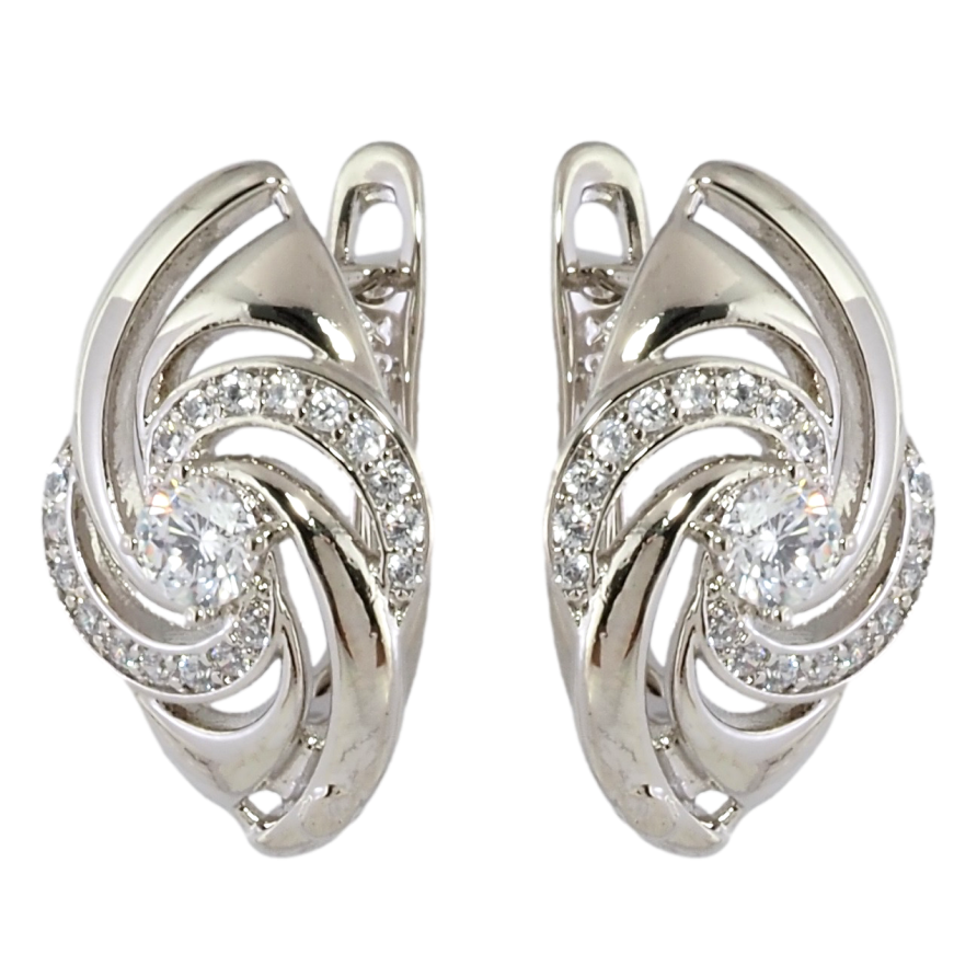 Серьги Xuping Родий английский замок Узор с цирконием фото №1