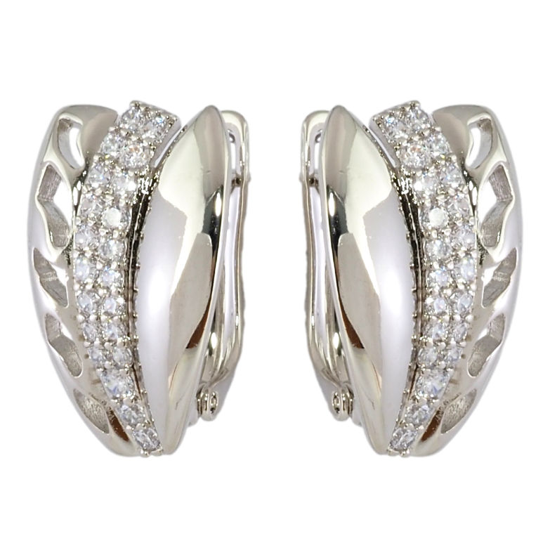 Серьги Xuping Родий английский замок Декоративный узор с цирконием фото №1 Серьги Xuping Родий английский замок Декоративный узор с цирконием фото №1