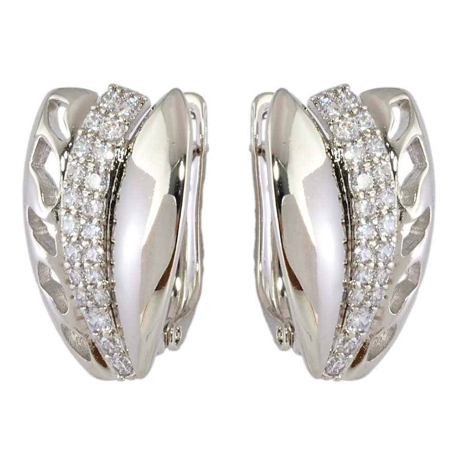 Серьги Xuping Родий английский замок Декоративный узор с цирконием фото №1