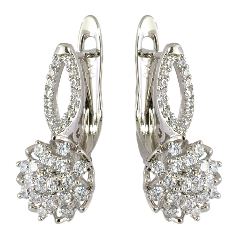 Серьги Xuping Родий английский замок Цветочки с цирконием фото №1