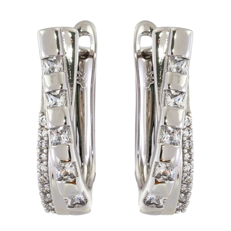 Серьги Xuping Родий английский замок Узор с цирконием фото №1