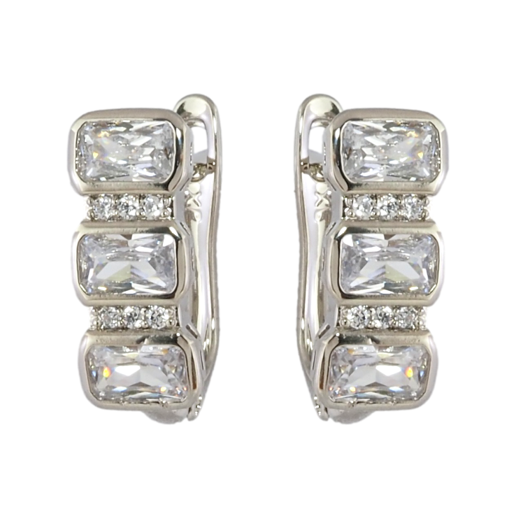 Серьги Xuping Родий английский замок Три фианита с цирконием фото №20 Серьги Xuping Родий английский замок Три фианита с цирконием фото №20