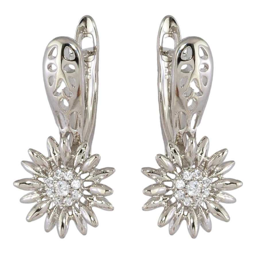 Сережки Xuping Родій англійський замок Квіточки з цирконієм фото №1 Сережки Xuping Родій англійський замок Квіточки з цирконієм фото №1