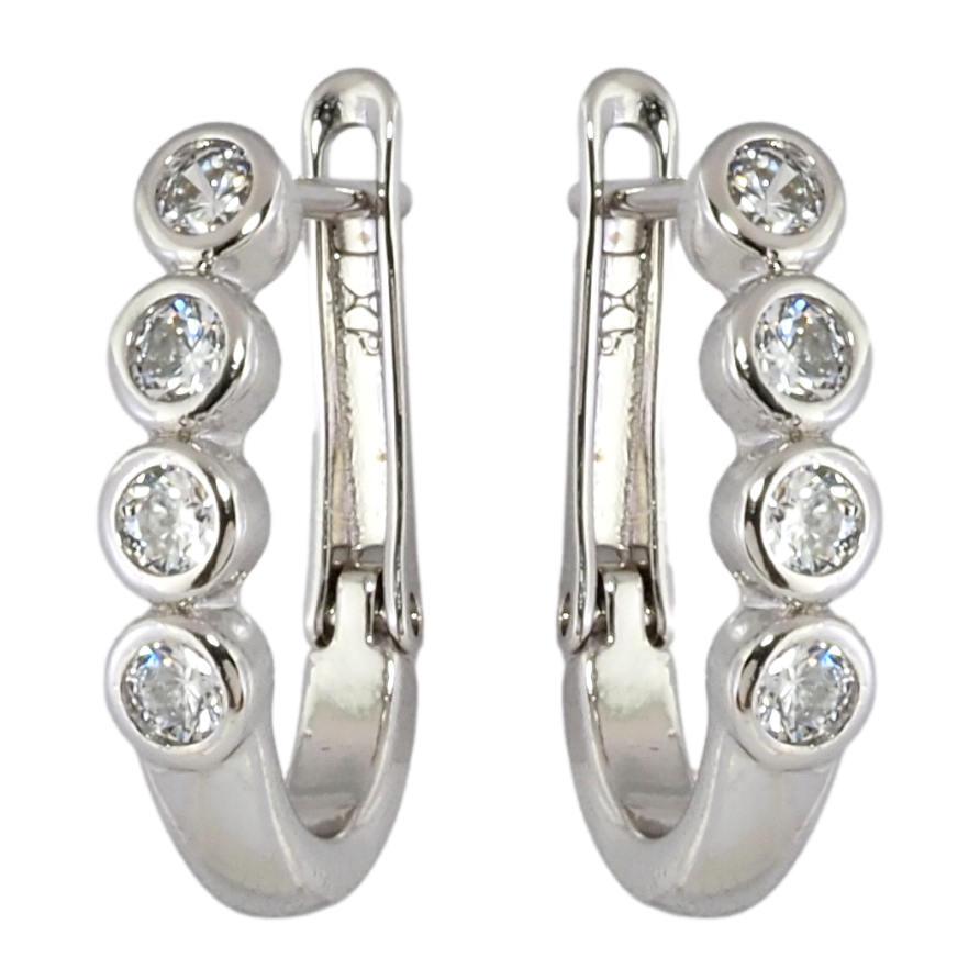 Серьги Xuping Родий английский замок Дорожки циркония фото №1