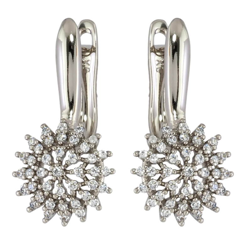 Серьги Xuping Родий английский замок Цветочки с цирконием фото №1 Серьги Xuping Родий английский замок Цветочки с цирконием фото №1