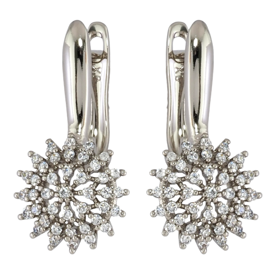 Серьги Xuping Родий английский замок Цветочки с цирконием фото №1 Серьги Xuping Родий английский замок Цветочки с цирконием фото №1