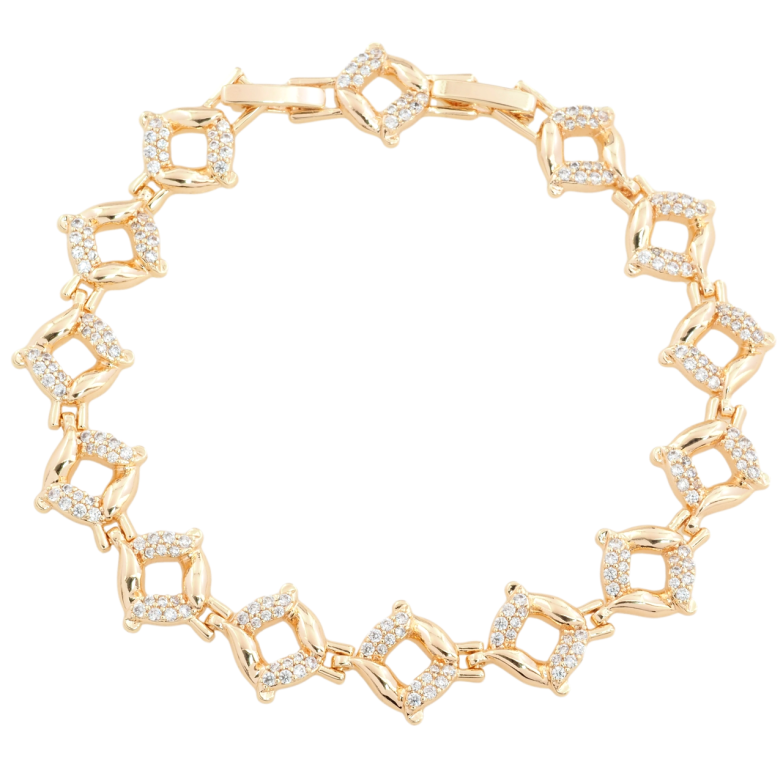 Браслет Xuping M&L Колір 18К Ромбовий візерунок з цирконієм довжина з доп. замком 17,19см х 11мм фото №1