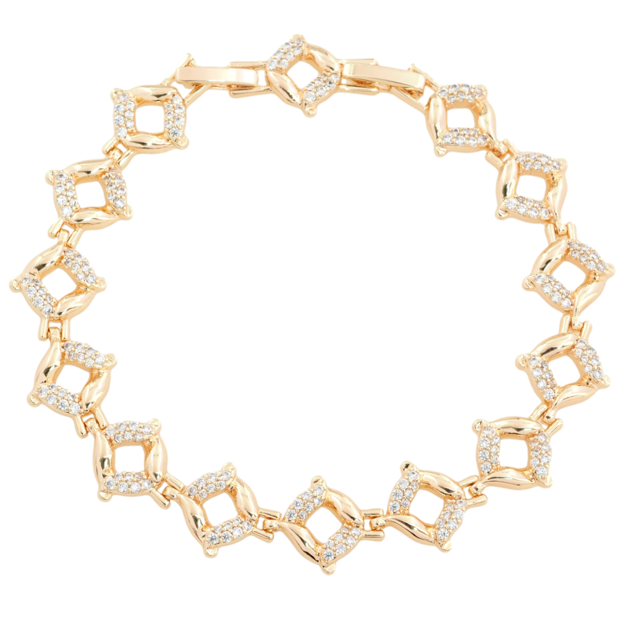 Браслет Xuping M&L Цвет 18К Ромбовый узор с цирконием длина с доп. замком 17,19см х 11мм фото №1