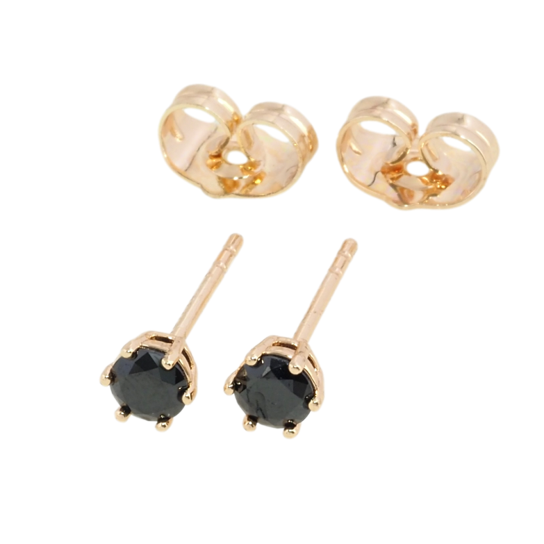 Сережки Xuping M&L Колір 18K пусети Чорні фіаніти в 6-ти крапановій оправі ø 4мм фото №1