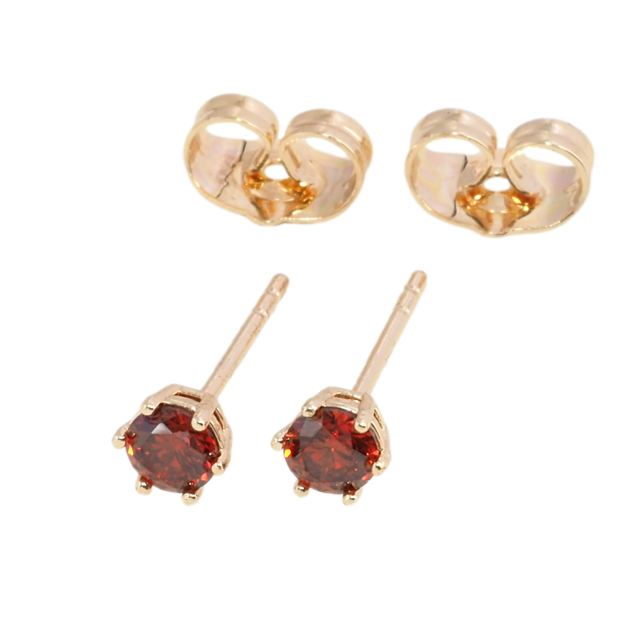 Сережки Xuping M&L Колір 18K пусети Червоні фіаніти в 6-ти крапановій оправі ø 4мм фото №1