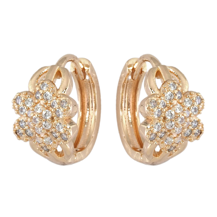 Серьги Xuping M&L Цвет 18K колечки Цветочки с цирконием фото №16