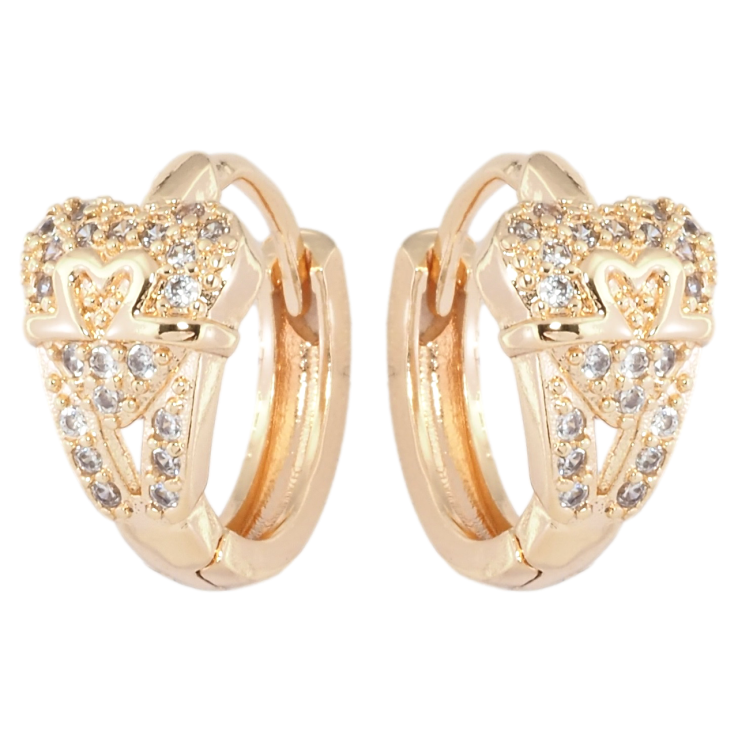 Серьги Xuping M&L Цвет 18K колечки Сердечки с цирконием фото №8