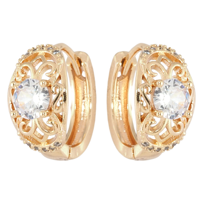 Сережки Xuping M&L Колір 18K колечка Ажурний візерунок з цирконієм фото №2