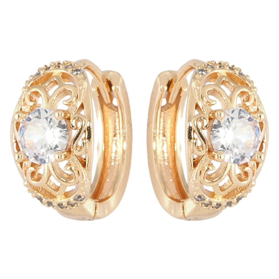 Сережки Xuping M&L Колір 18K колечка Ажурний візерунок з цирконієм фото №1