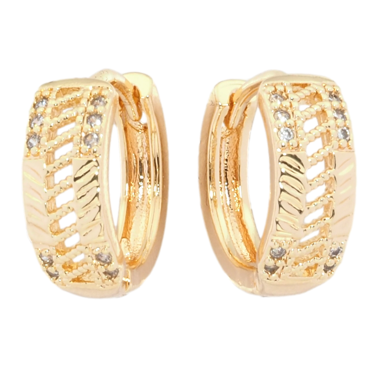 Серьги Xuping M&L Цвет 18K колечки Резной узор с цирконием на одну сторону фото №5