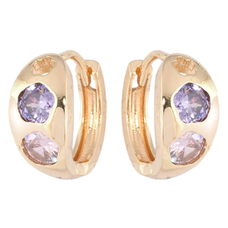 Серьги Xuping M&L Цвет 18K колечки Цветочный узор с розовым и сиреневым кристаллами фото №12