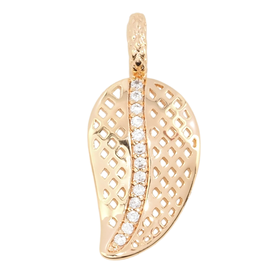 Кулон Xuping M&L Цвет 18К Резной листик с цирконием для цепочки до 4мм фото №1