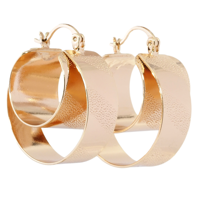 Сережки Xuping M&L Колір 18K замок-шпилька Подвійні широкі кільця ø 2.5см фото №1