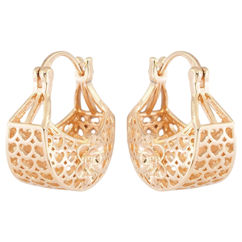 Сережки Xuping M&L Колір 18K замок-шпилька Кошики з різьбленим візерунком сердечка та квіточками фото №7