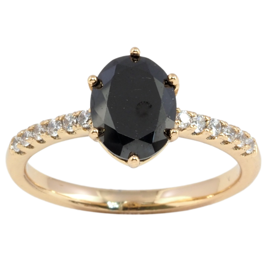 Кольцо Xuping Позолота 18K Черный фианит на дорожке циркония фото №1
