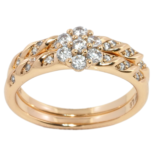 Кольцо Xuping Позолота 18K Двойное кольцо с узором цирконием фото №1 Кольцо Xuping Позолота 18K Двойное кольцо с узором цирконием фото №1