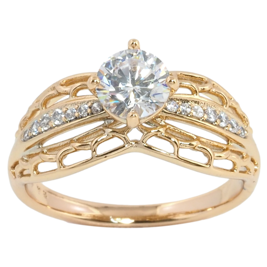 Каблучка Xuping Позолота 18K Різьблений візерунок з фіанітом фото №1