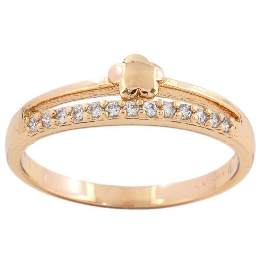 Каблучка Xuping Позолота 18K Квіточка з доріжкою цирконію фото №1 Каблучка Xuping Позолота 18K Квіточка з доріжкою цирконію фото №1