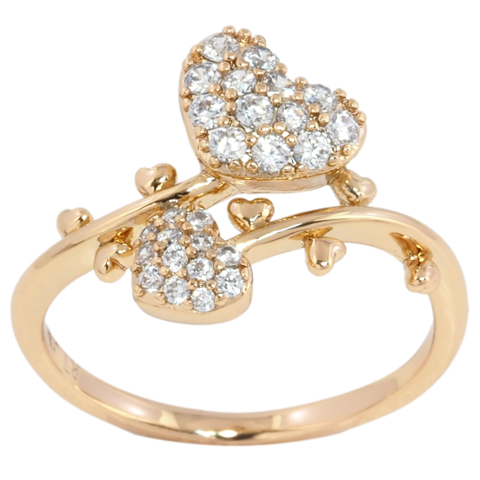 Кольцо Xuping Позолота 18K Сердечки с цирконием фото №1 Кольцо Xuping Позолота 18K Сердечки с цирконием фото №1