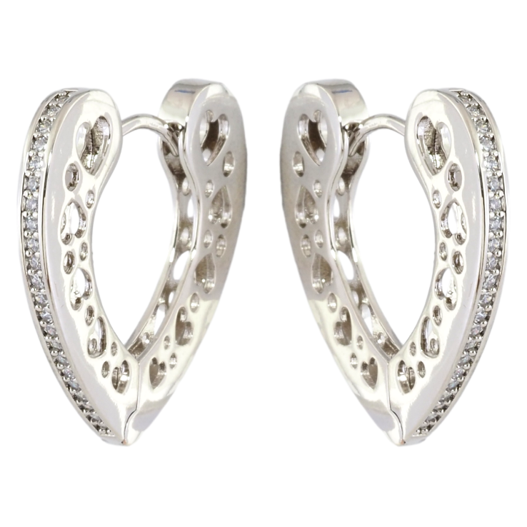 Сережки Xuping Родій колечка Сердечка з бічним візерунком і доріжками цирконію фото №12 Сережки Xuping Родій колечка Сердечка з бічним візерунком і доріжками цирконію фото №12