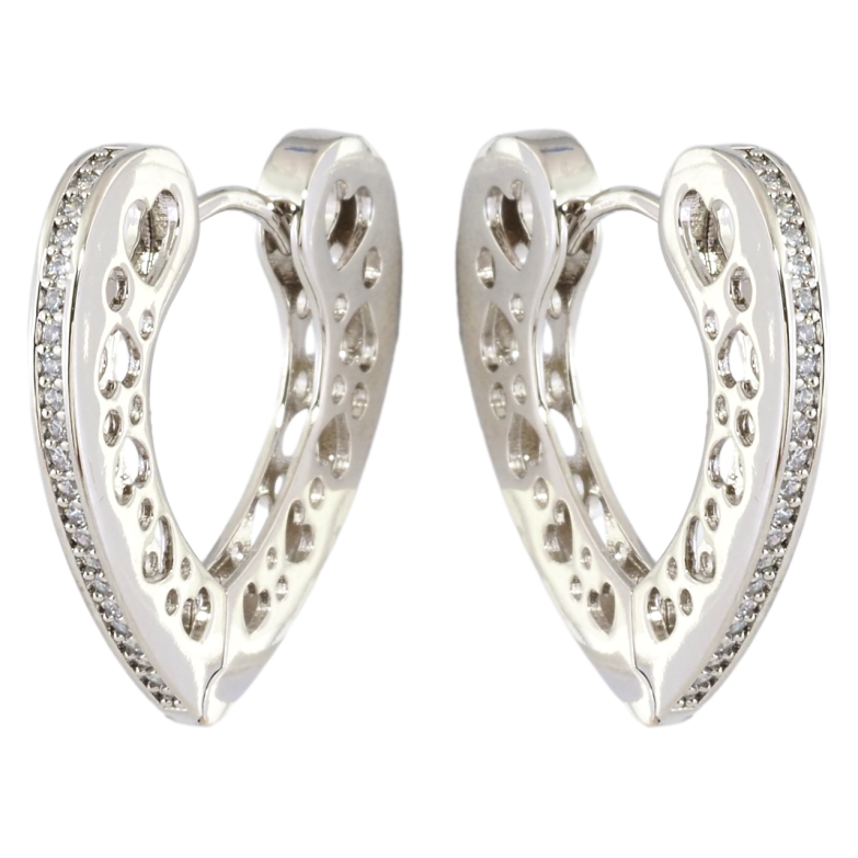 Сережки Xuping Родій колечка Сердечка з бічним візерунком і доріжками цирконію фото №1