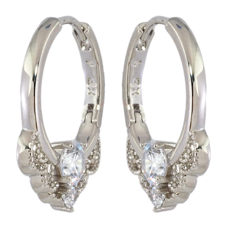 Серьги Xuping Родий колечки Боковой узор с цирконием фото №11 Серьги Xuping Родий колечки Боковой узор с цирконием фото №11