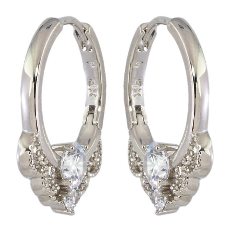 Серьги Xuping Родий колечки Боковой узор с цирконием фото №1 Серьги Xuping Родий колечки Боковой узор с цирконием фото №1