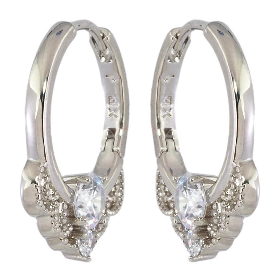 Серьги Xuping Родий колечки Боковой узор с цирконием фото №1