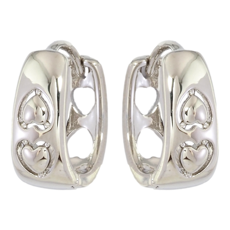 Сережки Xuping Родій колечка Візерунок сердечка фото №1 Сережки Xuping Родій колечка Візерунок сердечка фото №1