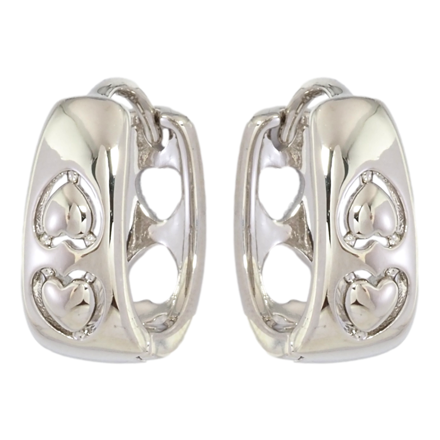 Сережки Xuping Родій колечка Візерунок сердечка фото №1 Сережки Xuping Родій колечка Візерунок сердечка фото №1