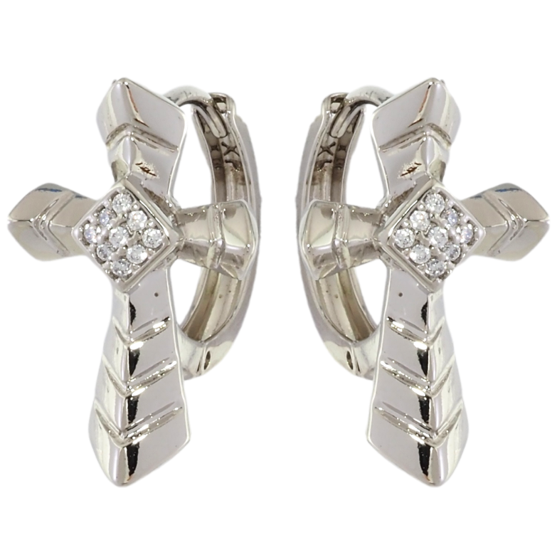 Сережки Xuping Родій колечка Хрестики з цирконієм фото №2 Сережки Xuping Родій колечка Хрестики з цирконієм фото №2