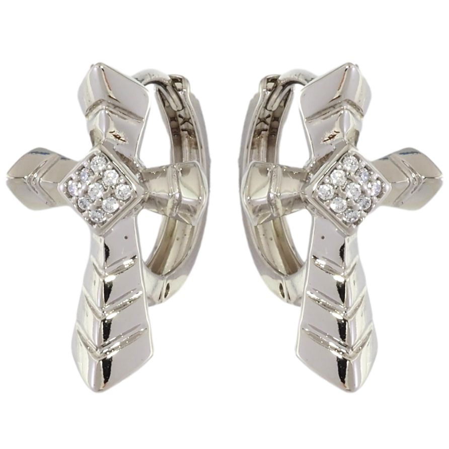 Сережки Xuping Родій колечка Хрестики з цирконієм фото №1 Сережки Xuping Родій колечка Хрестики з цирконієм фото №1