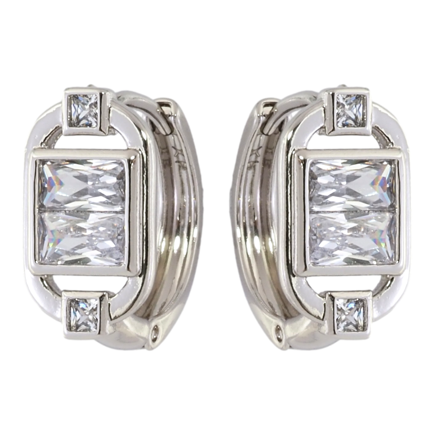 Сережки Xuping Родій колечка Овали з вставками фіанітів фото №1 Сережки Xuping Родій колечка Овали з вставками фіанітів фото №1