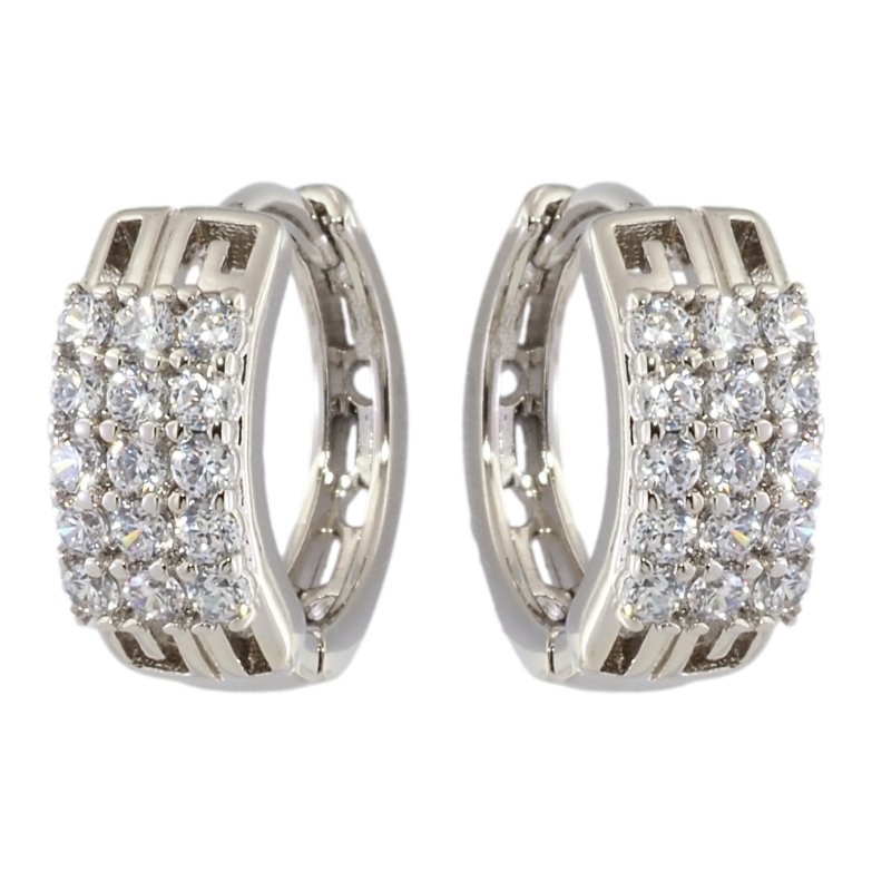 Серьги Xuping Родий колечки Инкрустация цирконием фото №1