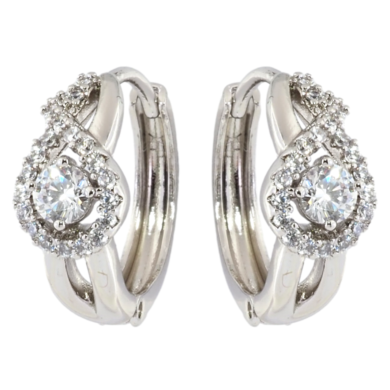 Сережки Xuping Родій колечка Візерунок з цирконієм фото №1 Сережки Xuping Родій колечка Візерунок з цирконієм фото №1