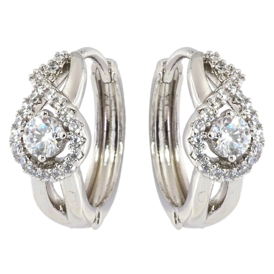 Сережки Xuping Родій колечка Візерунок з цирконієм фото №1 Сережки Xuping Родій колечка Візерунок з цирконієм фото №1