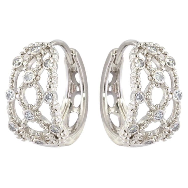 Серьги Xuping Родий колечки Узор с вставками циркония фото №17
