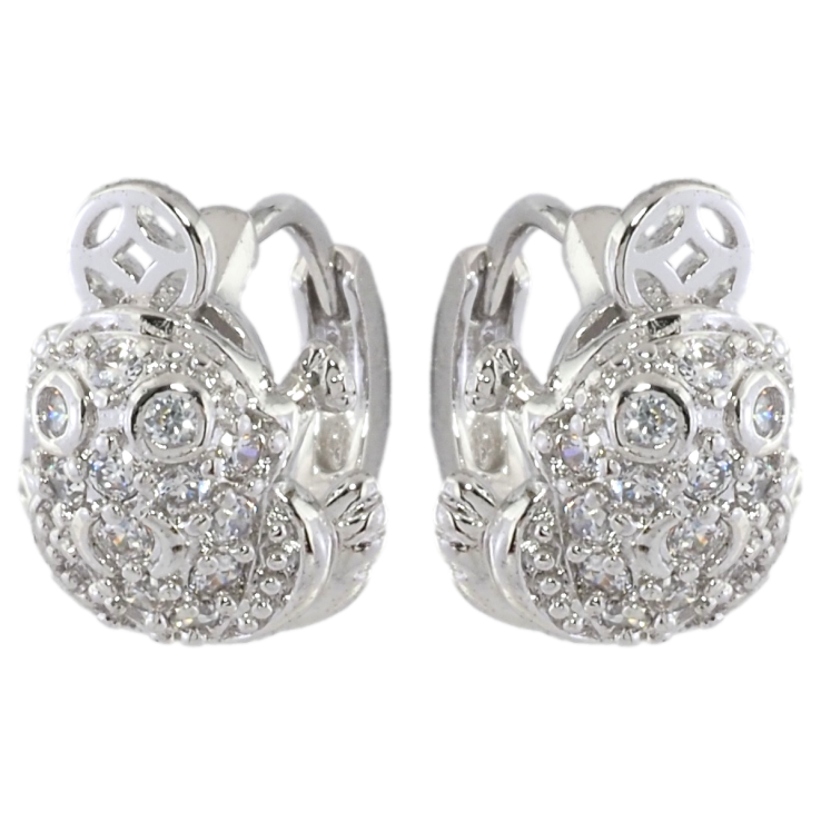 Серьги Xuping Родий колечки Денежная жаба с инкрустацией цирконием фото №7 Серьги Xuping Родий колечки Денежная жаба с инкрустацией цирконием фото №7