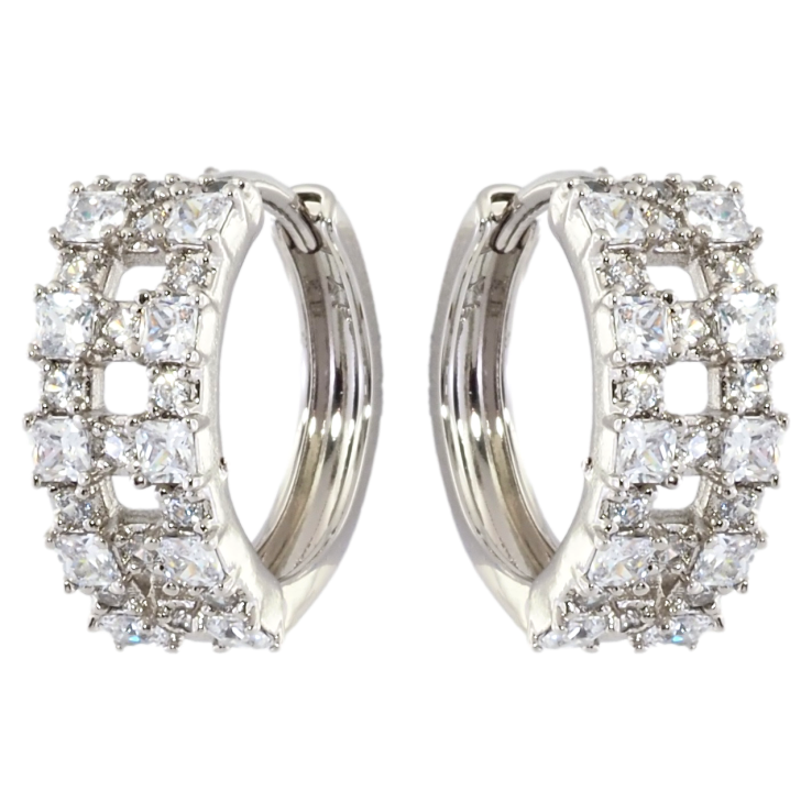 Серьги Xuping Родий колечки Инкрустация цирконием фото №3 Серьги Xuping Родий колечки Инкрустация цирконием фото №3