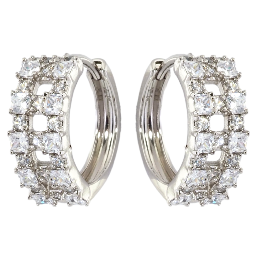 Серьги Xuping Родий колечки Инкрустация цирконием фото №1