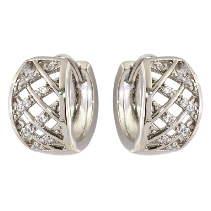 Сережки Xuping Родій колечка Решітчастий орнамент з цирконієм фото №14 Сережки Xuping Родій колечка Решітчастий орнамент з цирконієм фото №14