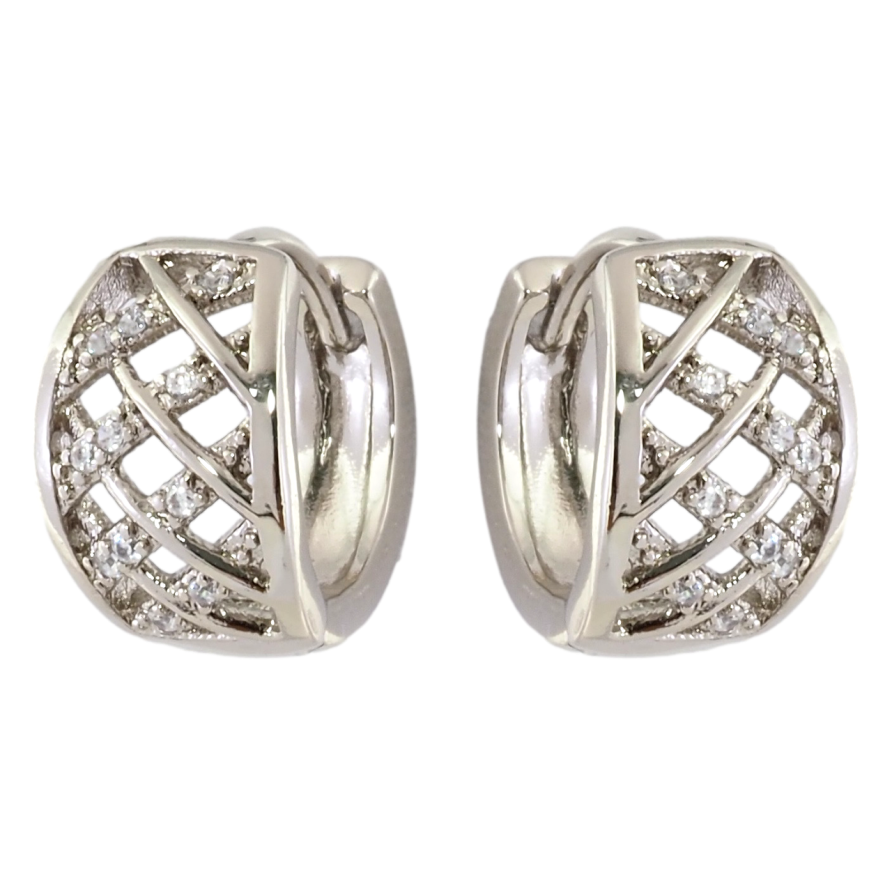 Сережки Xuping Родій колечка Решітчастий орнамент з цирконієм фото №1