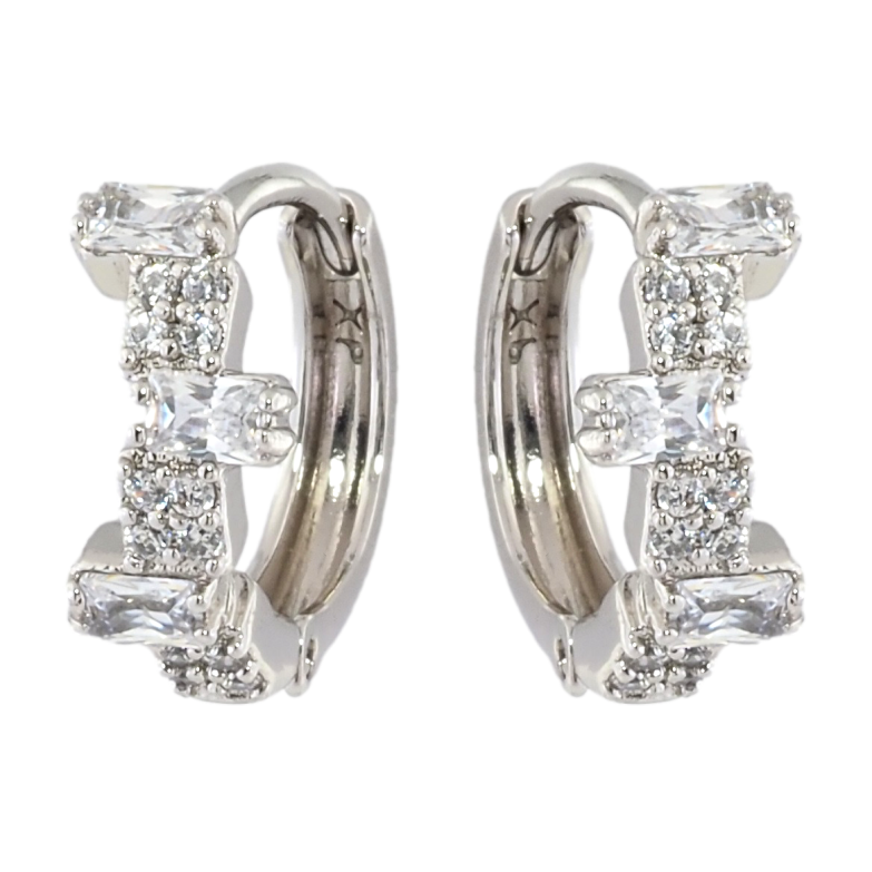 Сережки Xuping Родій колечка Візерунок з інкрустацією цирконієм фото №1 Сережки Xuping Родій колечка Візерунок з інкрустацією цирконієм фото №1