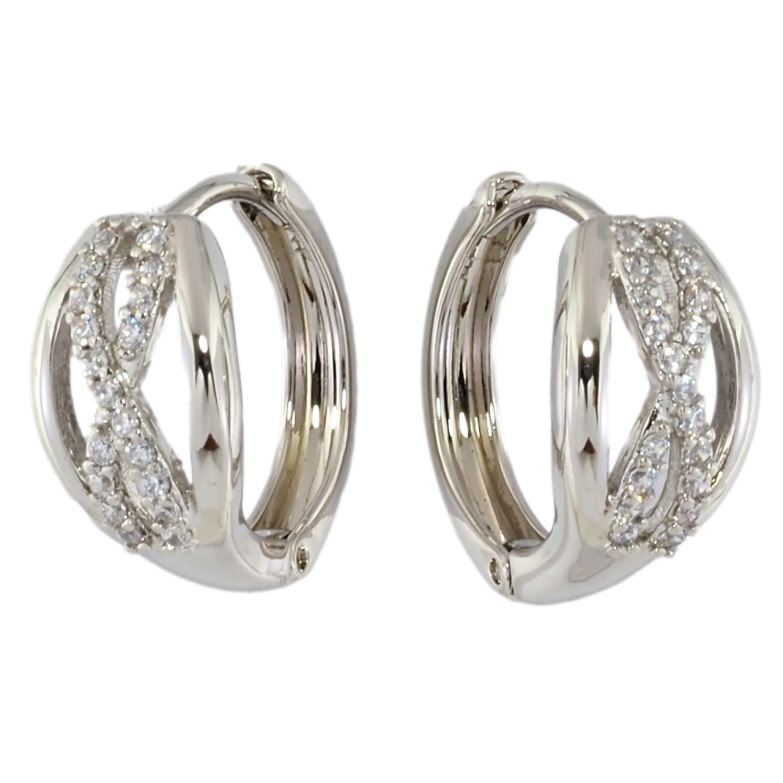 Серьги Xuping Родий колечки Узор с цирконием фото №1 Серьги Xuping Родий колечки Узор с цирконием фото №1